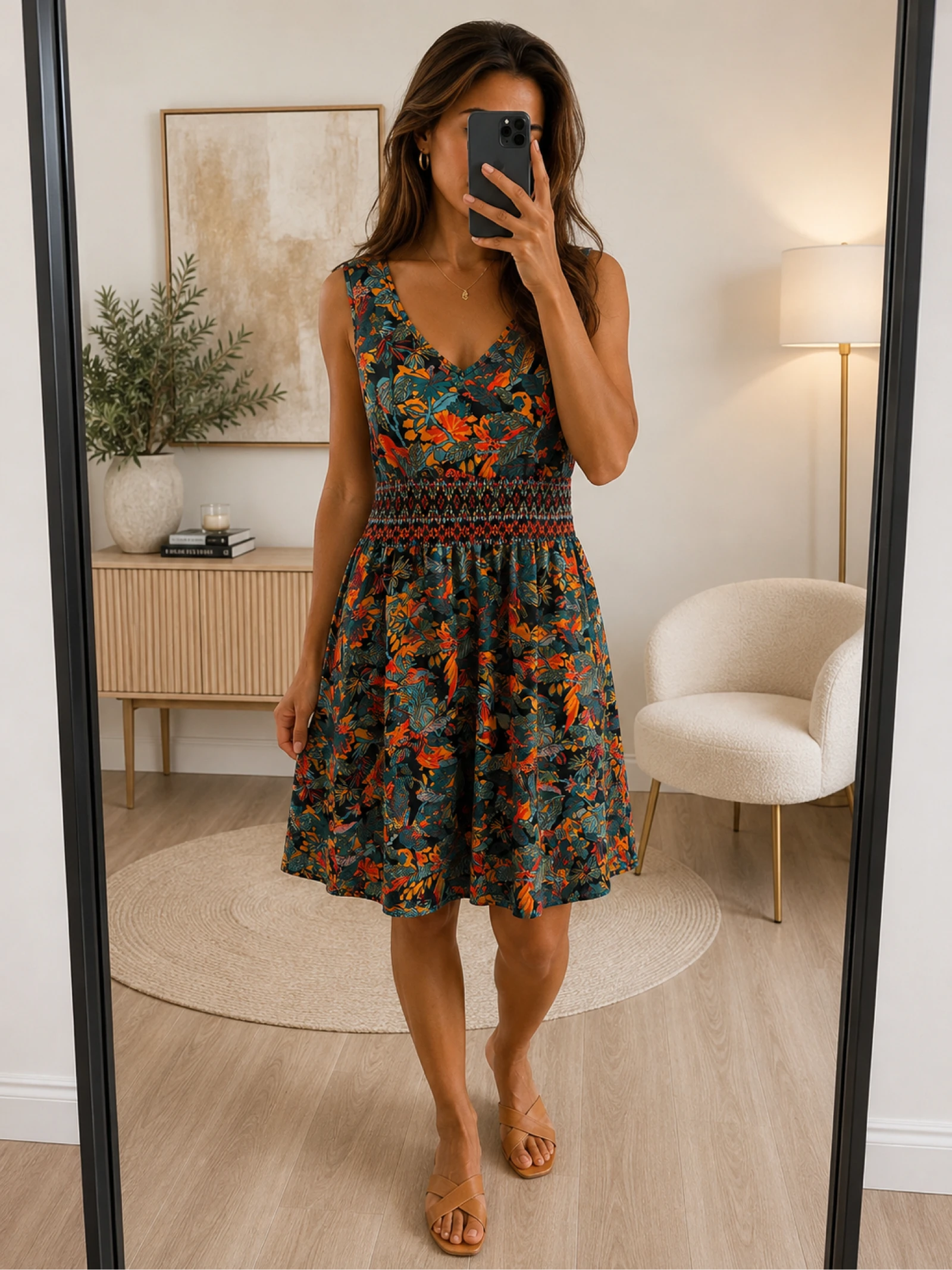 Vestido Cache Cache estampado tropical | Talla 42